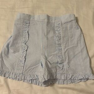Blue and white elastic waist Bella Bliss shorts. Size 8. Beautiful! Small ruffle